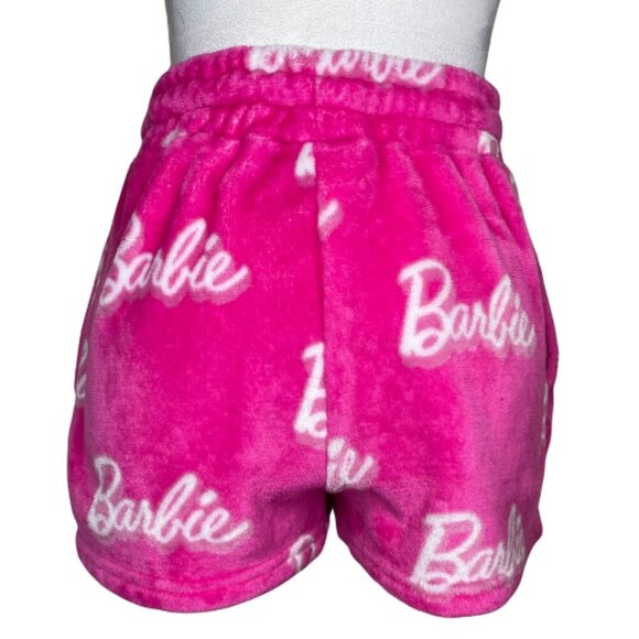 Barbie Women's Soft Pink Fleece Shorts Tie Elastic Waist Barbiecore Comfy Cute M - Picture 3 of 9